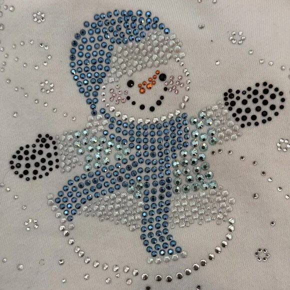 Vintage Rhinestone Snowman Sweatshirt | Decorated Originals | Size L - Picture 7 of 12